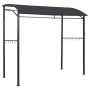 Anthrazitfarbener BBQ-Pavillon (215x150x220 cm) aus Stahl mit Haken für Grillzubehör.