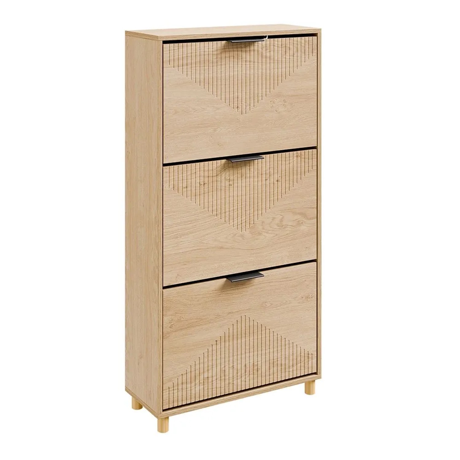 SoBuy Schuhschrank mit 3 Klappen Flurschrank Schuhregal Schuhkommode 60x120x24cm Natur FSR213-N