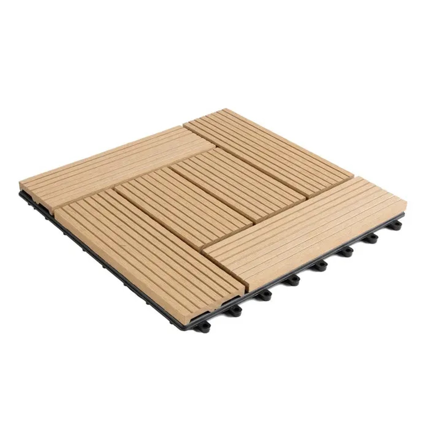 WPC Terrassenfliese Teak, 30x30 cm, 11er Set. Holzfliese mit Klicksystem für Terrasse und Balkon.