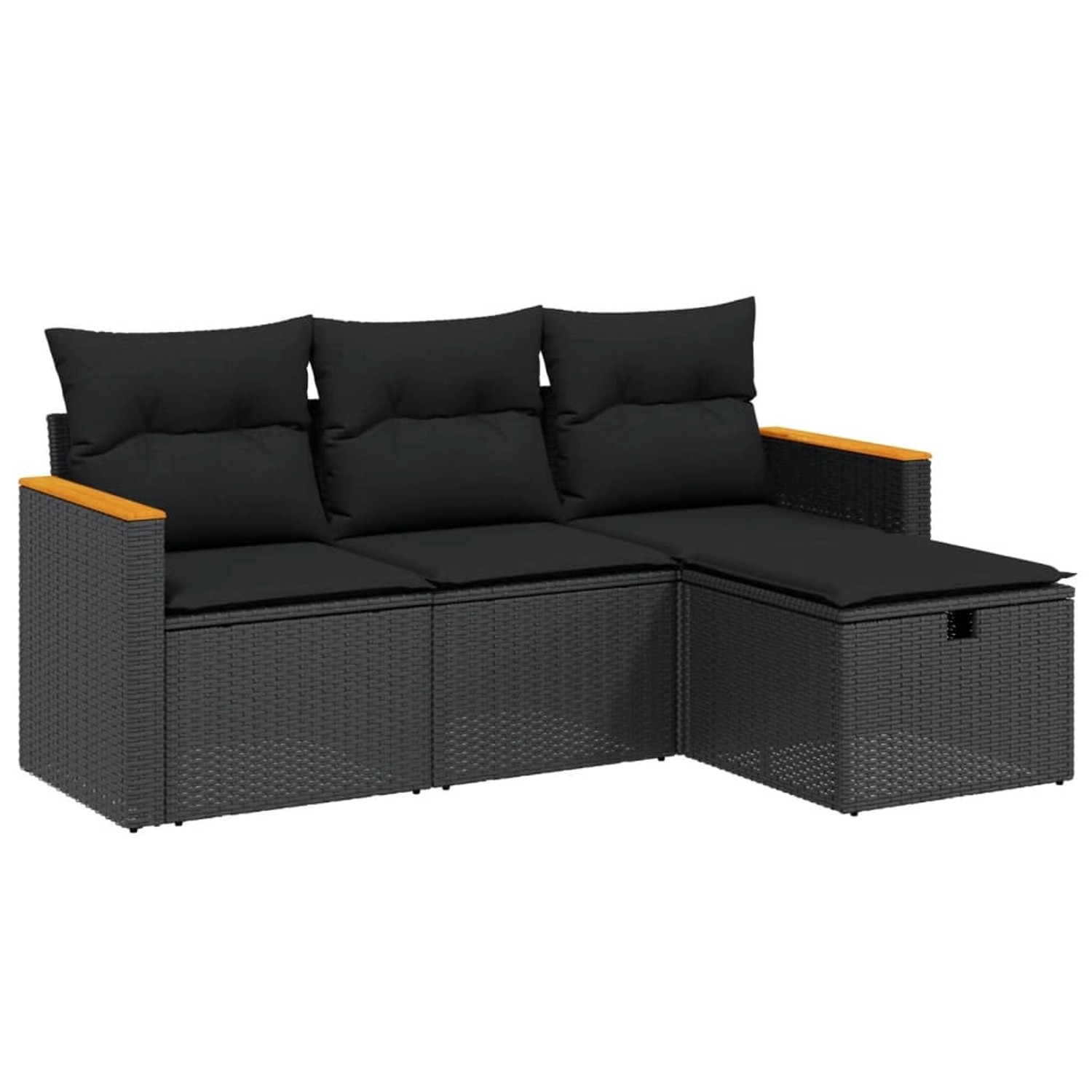 vidaXL 4-tlg Garten-Sofagarnitur mit Kissen Schwarz Poly Rattan Modell 50 günstig online kaufen