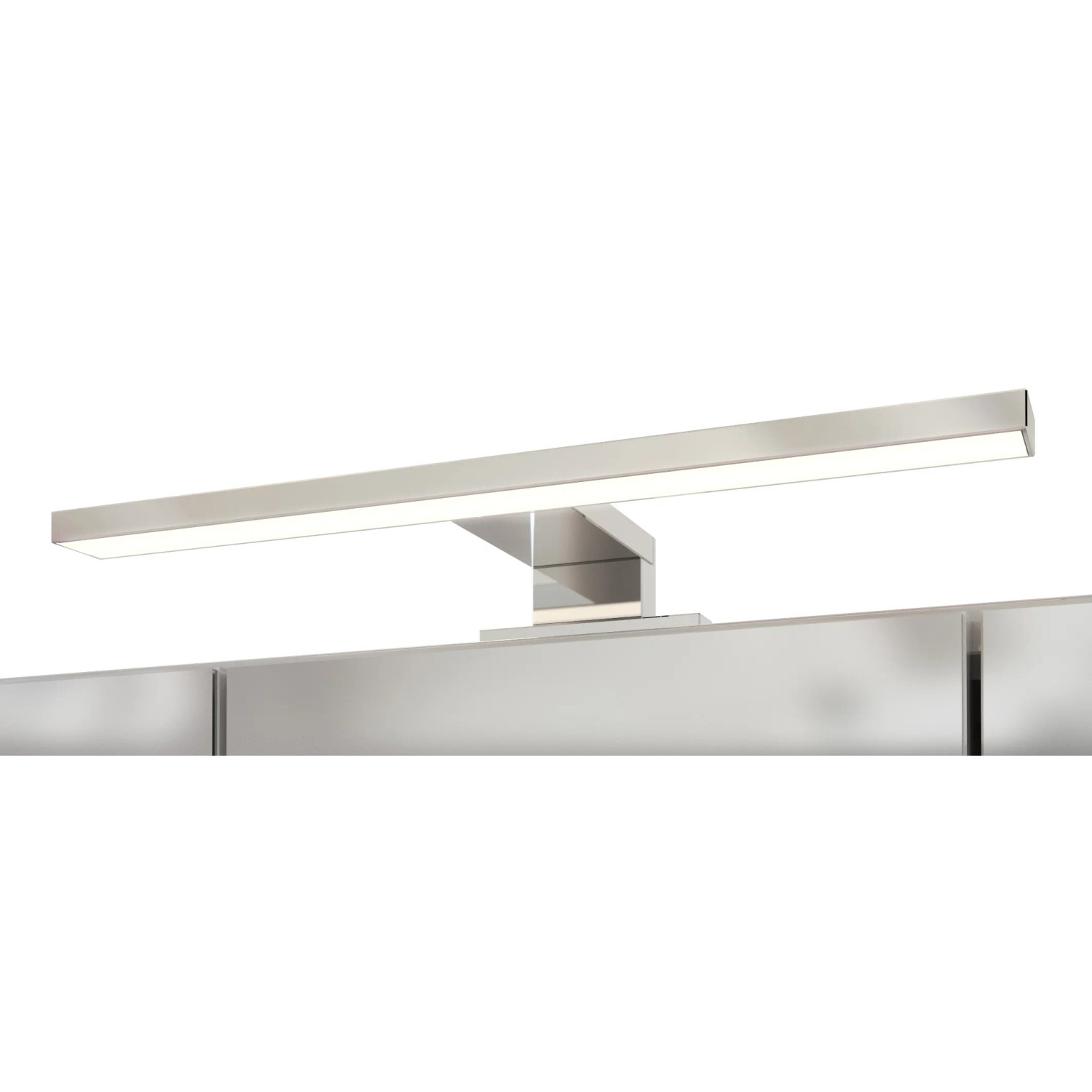 LED-Aufbauleuchte des Held Möbel Bari Badmöbel-Sets, silberfarben.