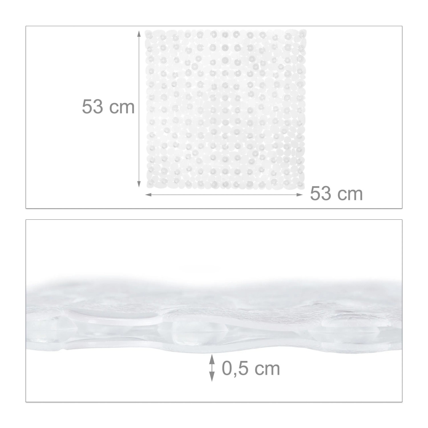 Relaxdays Duschmatte Quadratisch PVC Transparent Rutschfest 53 cm x 53 cm 640 g_4