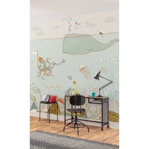 Komar Vlies Fototapete Underwater (350x250 cm) mit Unterwasserwelt-Motiv im Kinderzimmer.