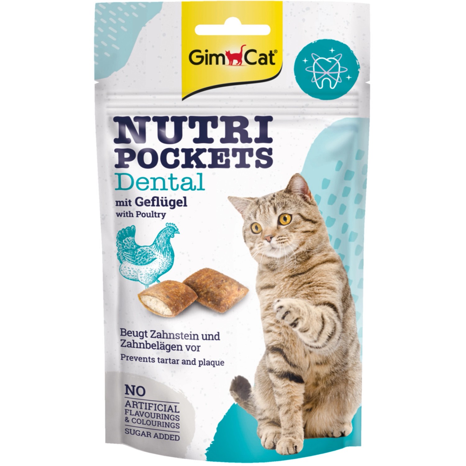 GimCat Katzen-Snack Nutri Pockets Dental mit Geflügel 60 g