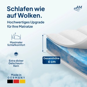 AM Qualitätsmatratzen Gel Topper RG50 Made in Germany 180x200cm