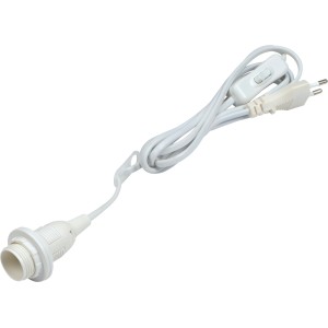 Weißes Komplettbeleuchtungs-Set E14 mit Kabel, Schalter und Stecker für Lampeninstallation.