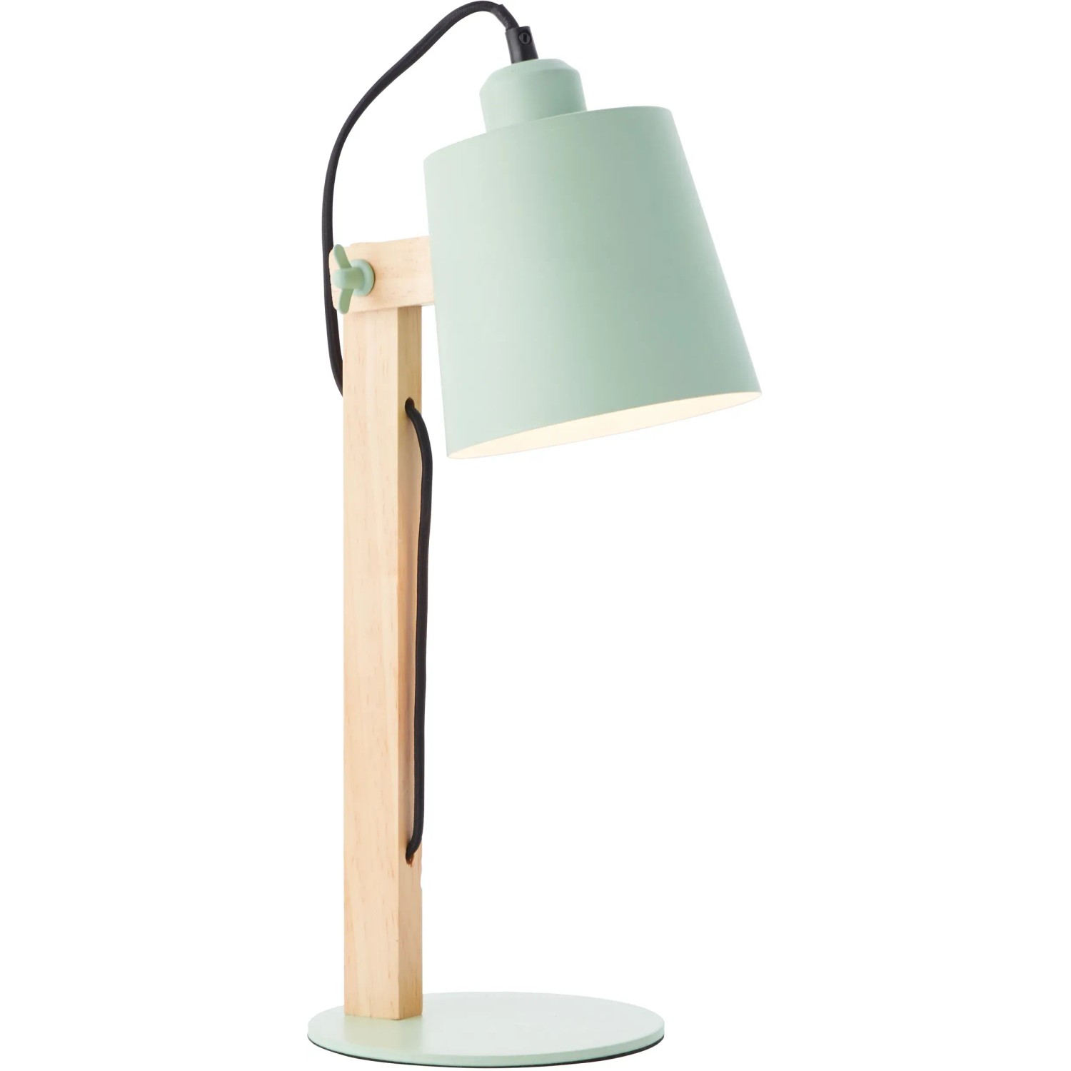 Brilliant Tischleuchte Swivel, hellgrün matt, mit Holzfuß. Design-Tischlampe für den Innenbereich.