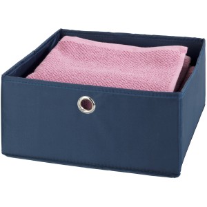 Blauer Wenko Schubladenorganizer Business (2er-Set) mit rosa Handtuch. Textile Aufbewahrung.