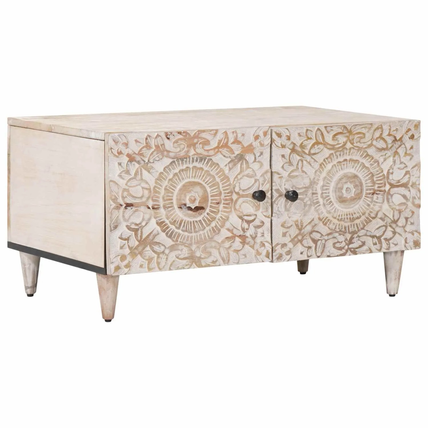 vidaXL Couchtisch Weiß 80 x 50 x 40 cm Massivholz Mango 4018373