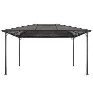 Schwarzer vidaXL Gartenpavillon mit Dach, 4x3 m, Aluminiumrahmen, ideal für Gartenpartys.