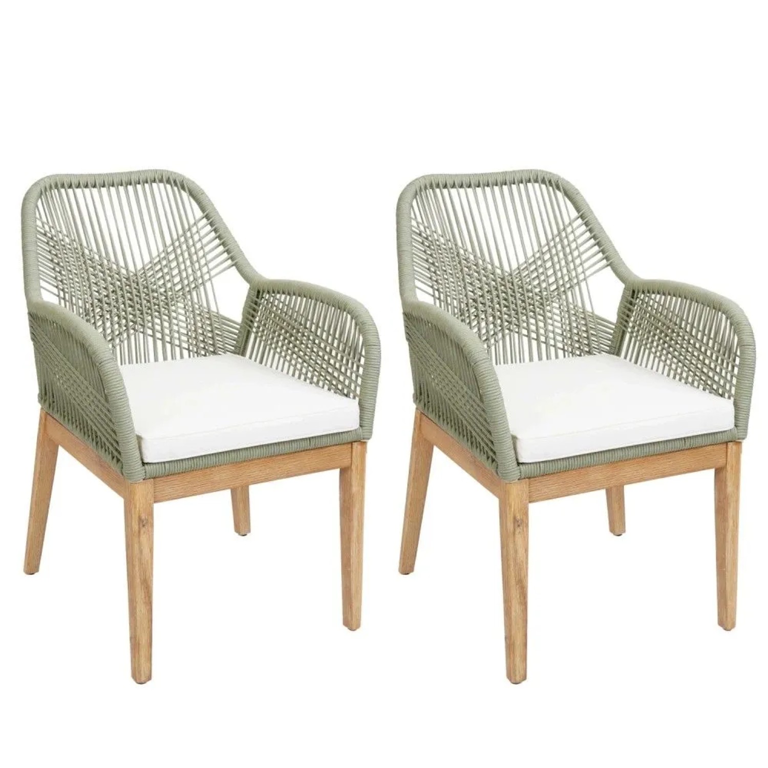 MCW Gartenstuhl H56b 2er-Set Grün Kissen Creme