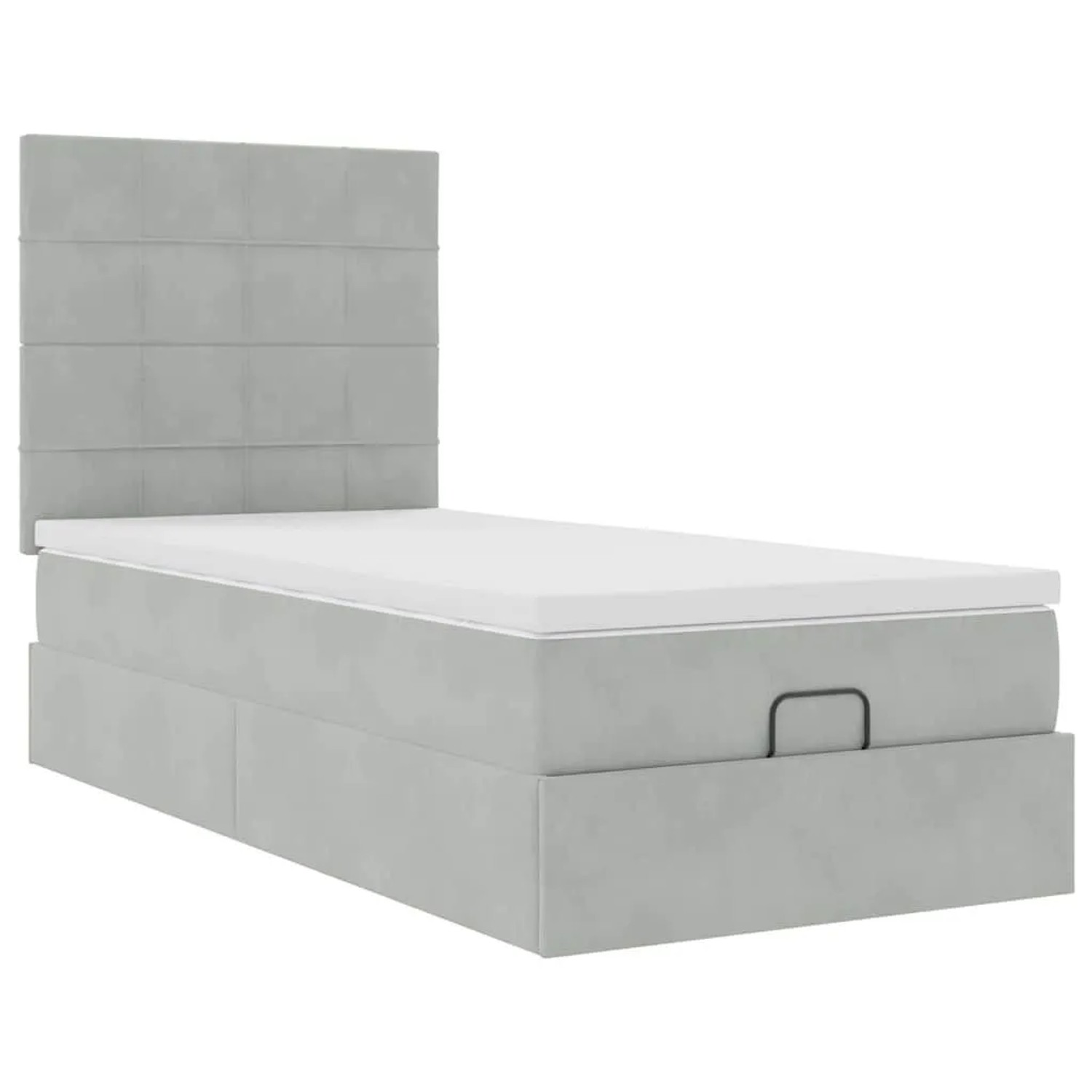 vidaXL Ottoman-Bett mit Matratzen und LEDs Hellgrau 80x200 cm Samt 3314282