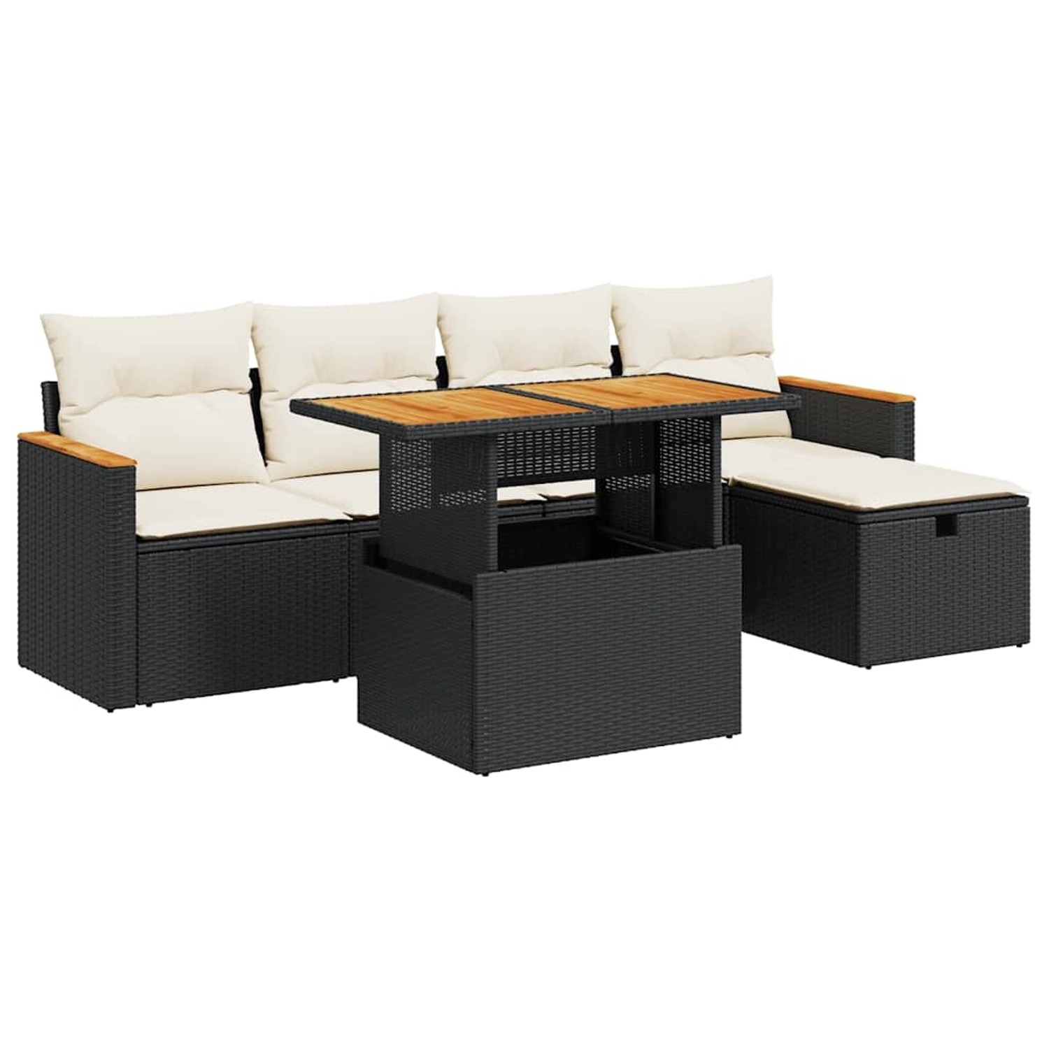 vidaXL 6-Tlg Garten-Sofagarnitur mit Kissen Schwarz Poly Rattan 3328106 günstig online kaufen