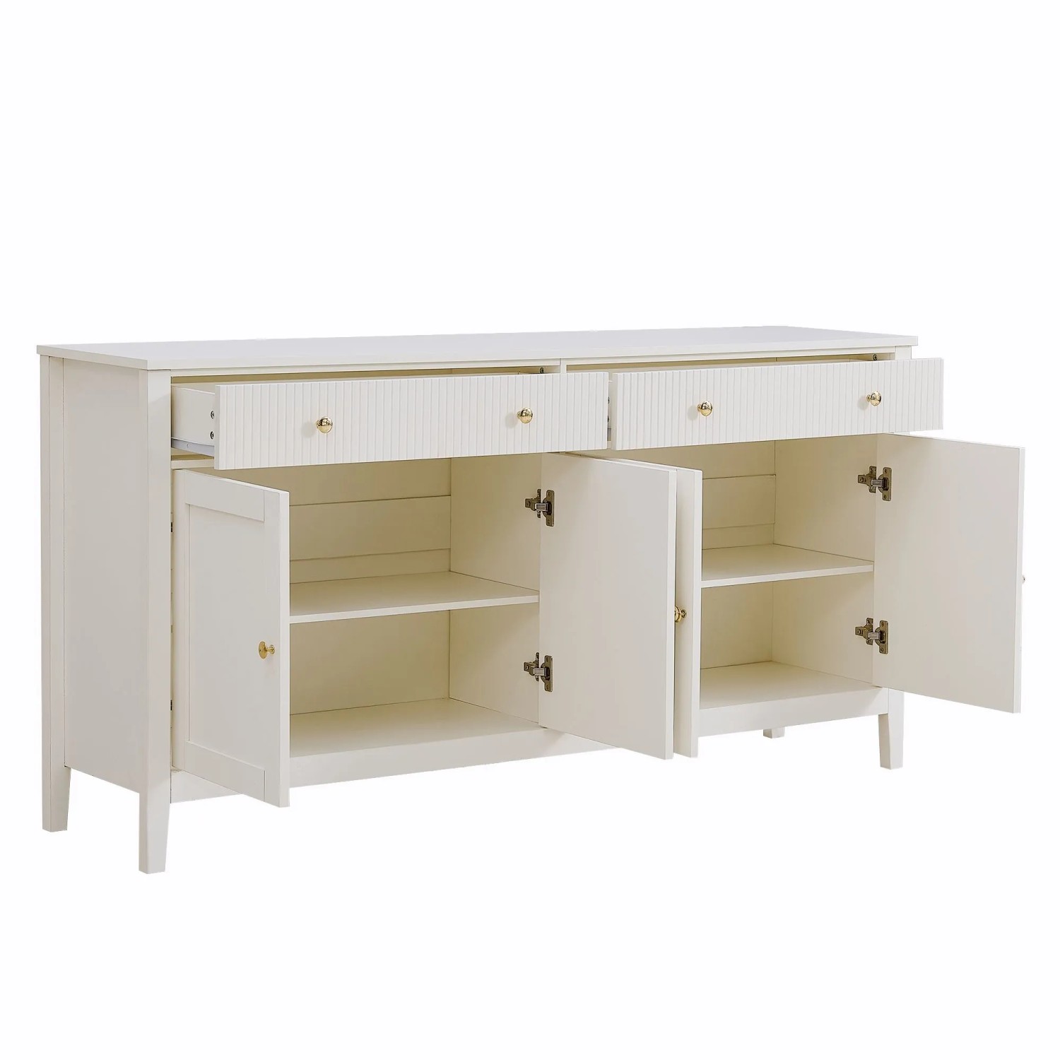 okwish Sideboard mit 2 Schubladen 4 Türen Küche 160x40x82cm Weiß