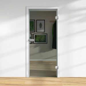 Graue Glasdrehtür ESG, 1972x834 mm, für mehr Licht im Raum.