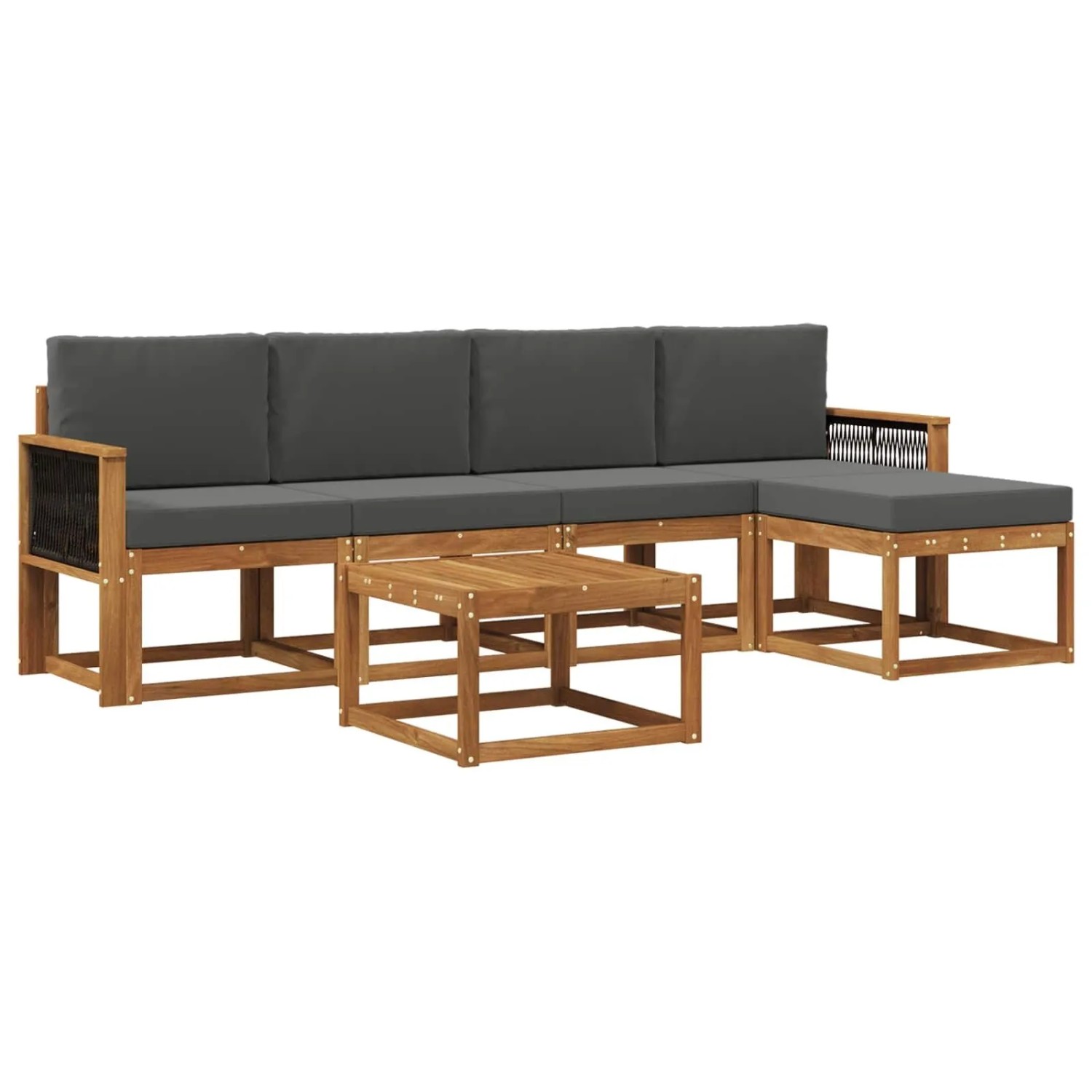 vidaXL Outdoor-Sofagarnitur 6 Stk Natur und Anthrazit Polyester 3385153