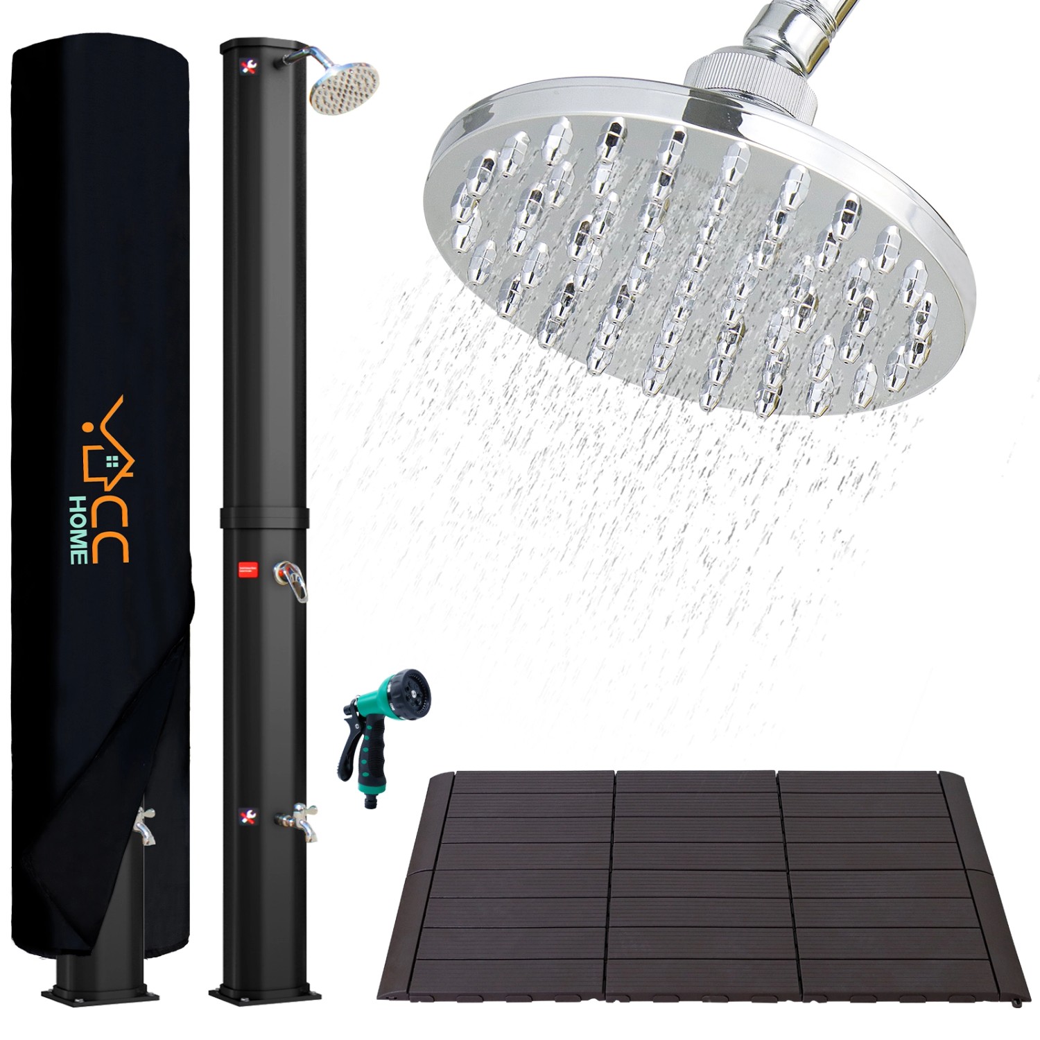 CCLIFE Solardusche Gartendusche 60L mit Kunststoffboden und Handbrause günstig online kaufen