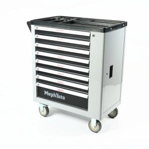 Mephisto Werkzeugwagen XXL Premium, 8 Schubladen, ohne Werkzeug, grau/schwarz, mit Rollen.