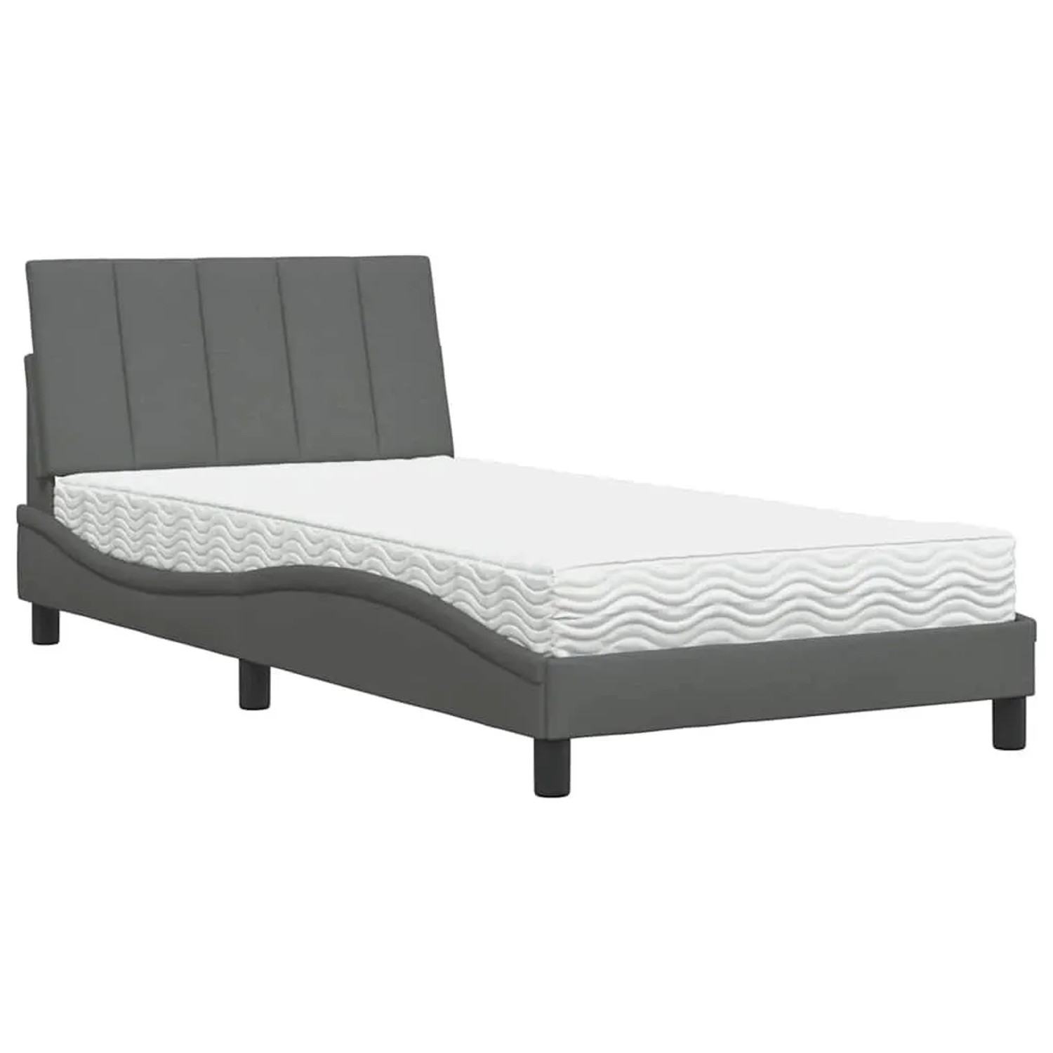 vidaXL Bett mit Matratze Hanko Dunkelgrau 100x200 cm Stoff 3310511