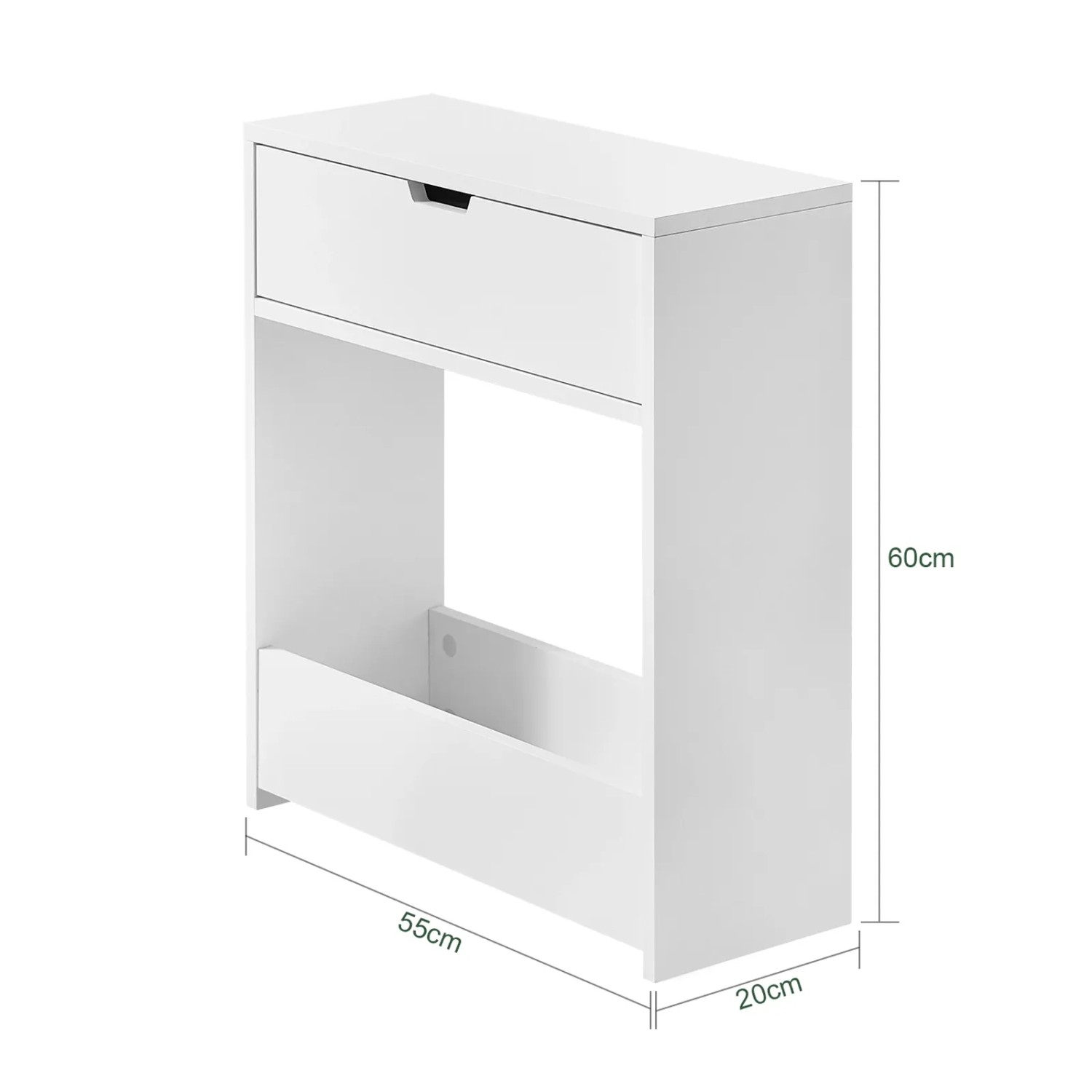 Weißes SoBuy Nischenregal BZR48-W mit Klappe und offener Ablage, ideal für Bad und kleine Räume.