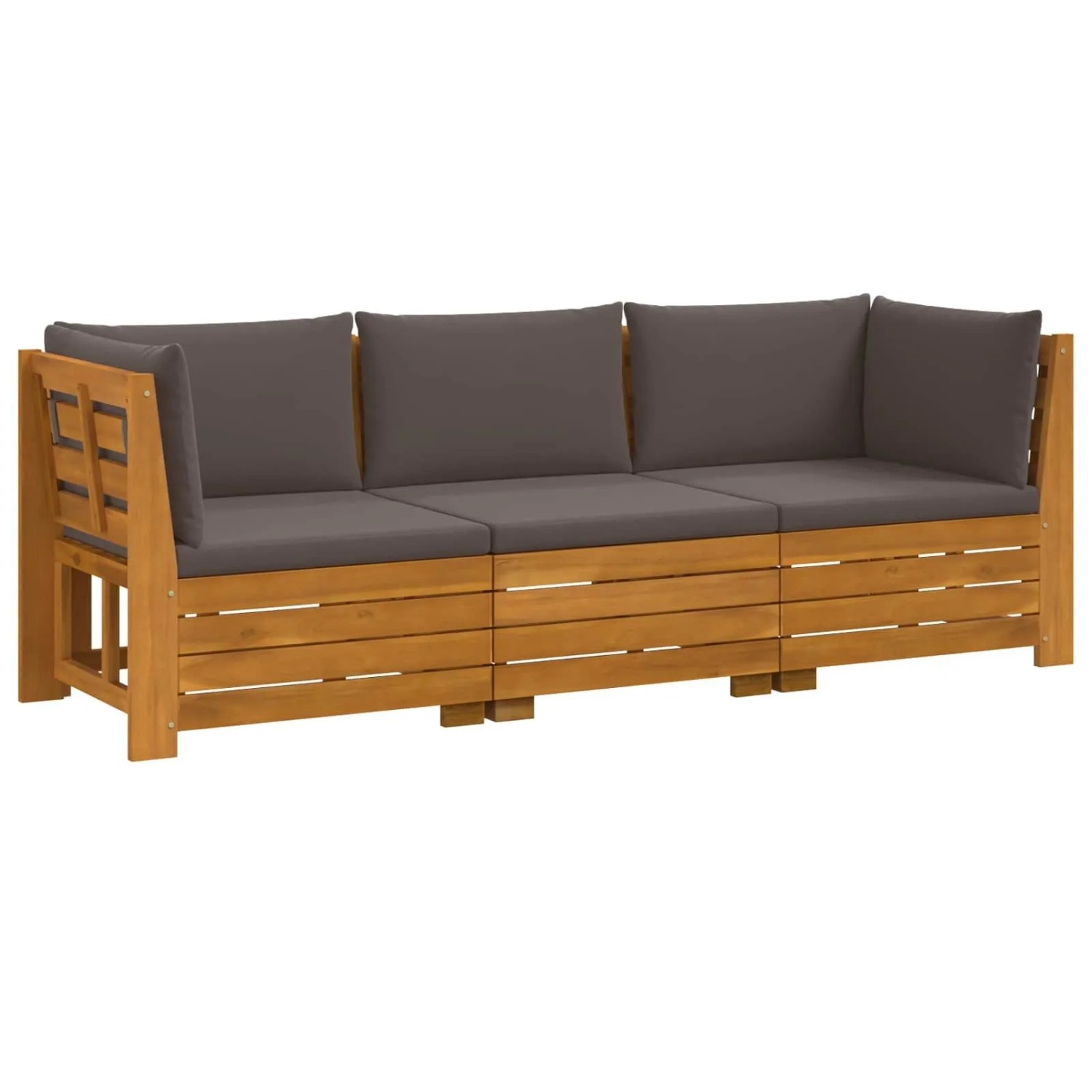 vidaXL Outdoor-Sofagarnitur mit Kissen 3 Stück Braun Massivholz Akazie 3403106