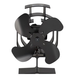 Schwarzer Valo Ofenventilator, stehend, mit drehendem Rotor für Kamine & Öfen.