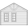 Skizze Skan Holz Gartenhaus Bern 2, 420x560cm, mit zwei Fenstern.