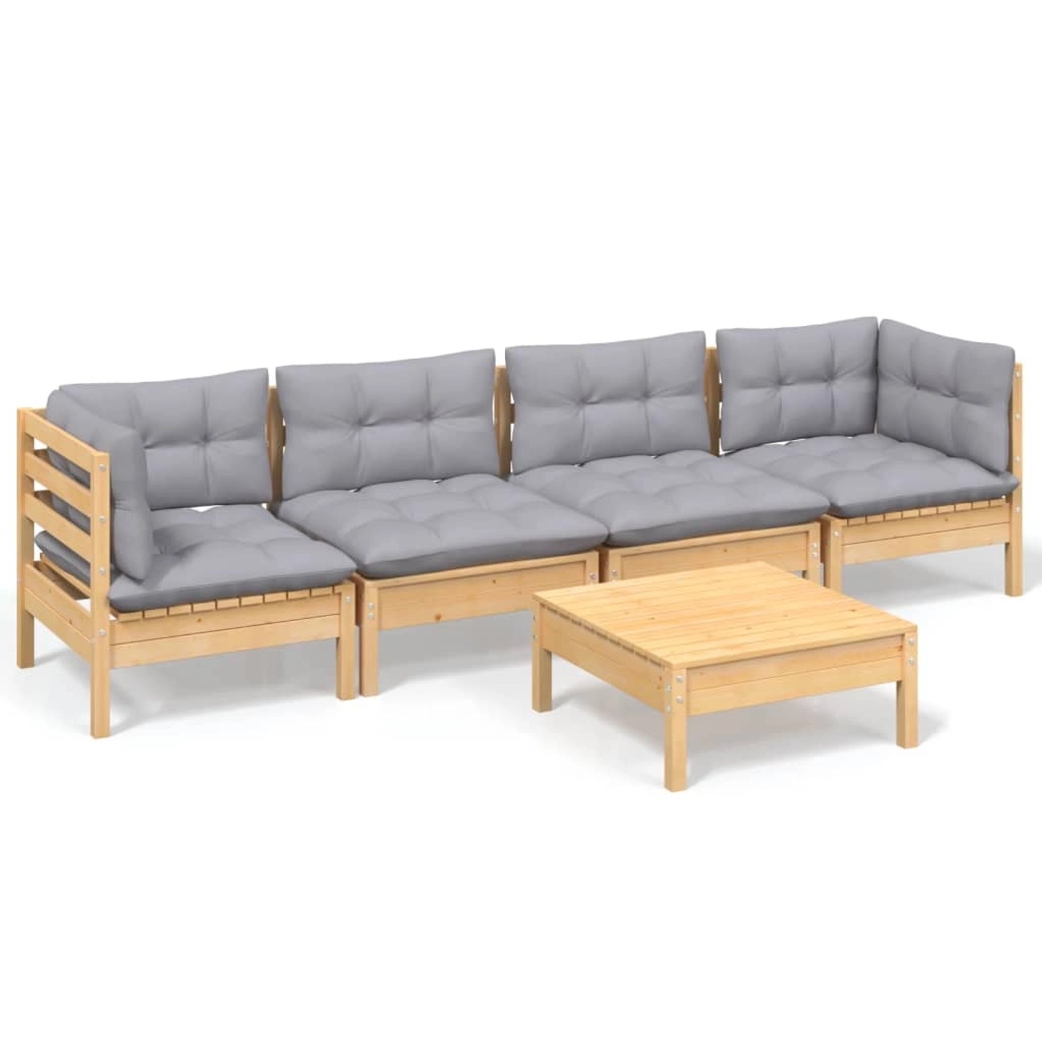 vidaXL 5-Tlg Garten-Lounge-Set mit Grauen Kissen Kiefer Massivholz 3096153 günstig online kaufen