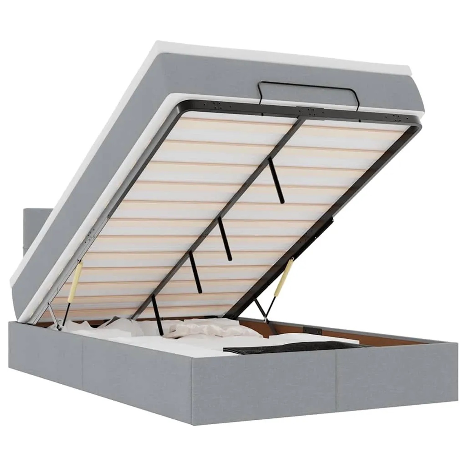 vidaXL Ottoman-Bett mit Matratze Hellgrau 120x200 cm Stoff 3311449