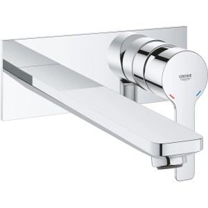 Grohe Lineare 2-Loch Waschtischarmatur, Chrom, Ausladung 207mm, für die Wandmontage.