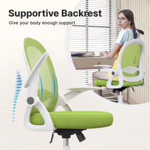 Rattantree Ergonomischer Drehstuhl mit Netzrücken Klapparmlehnen Höhenverstellbar Grün