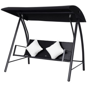 Outsunny Gartenschaukel 3-Sitzer Metall 198B x 124T x 179H cm Schwarz