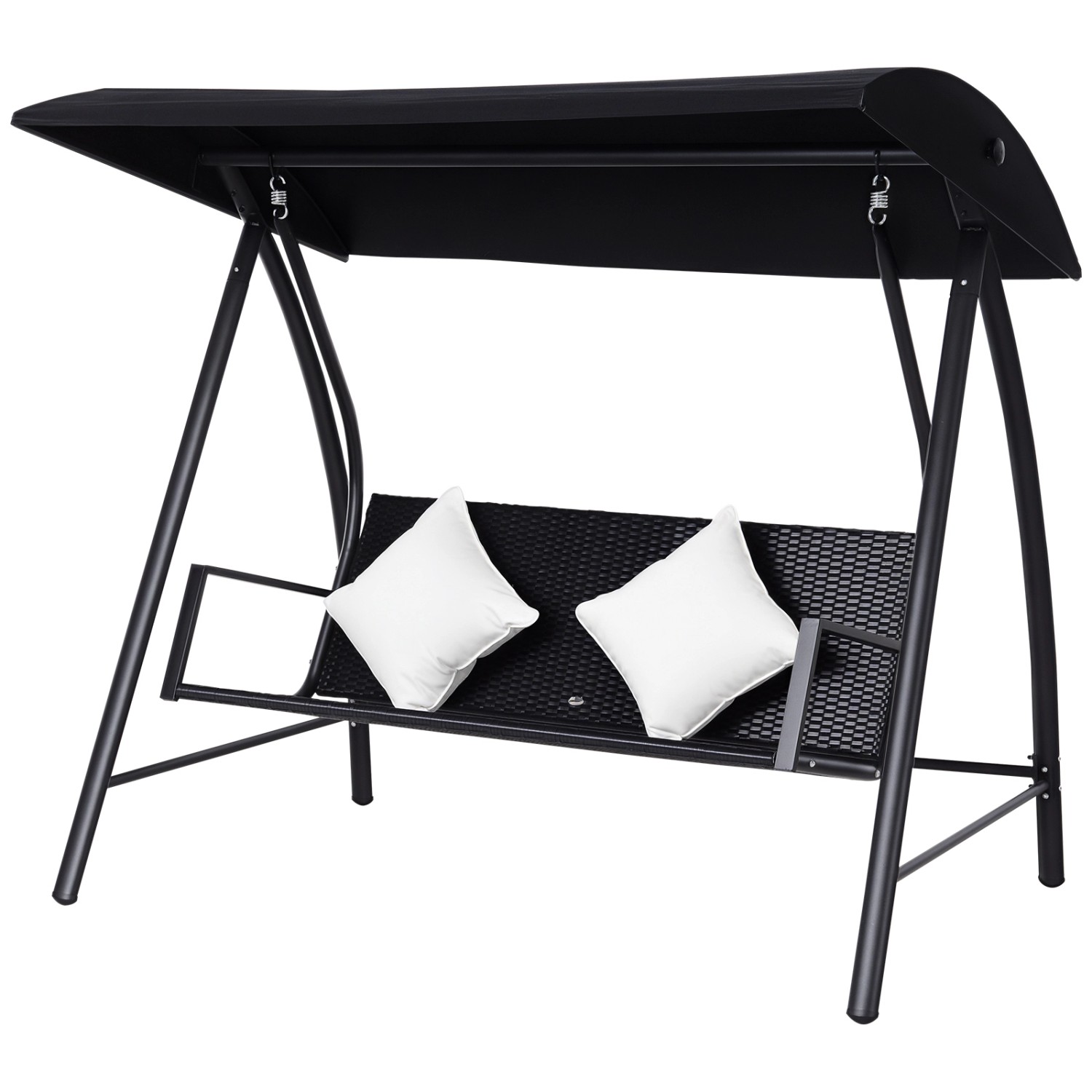 Outsunny Gartenschaukel 3-Sitzer Metall 198B x 124T x 179H cm Schwarz