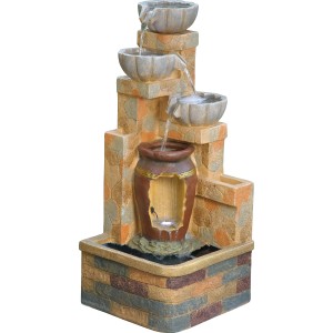 Silex Kunststeinbrunnen Abruzzen für Garten und Terrasse mit Wasserspiel.