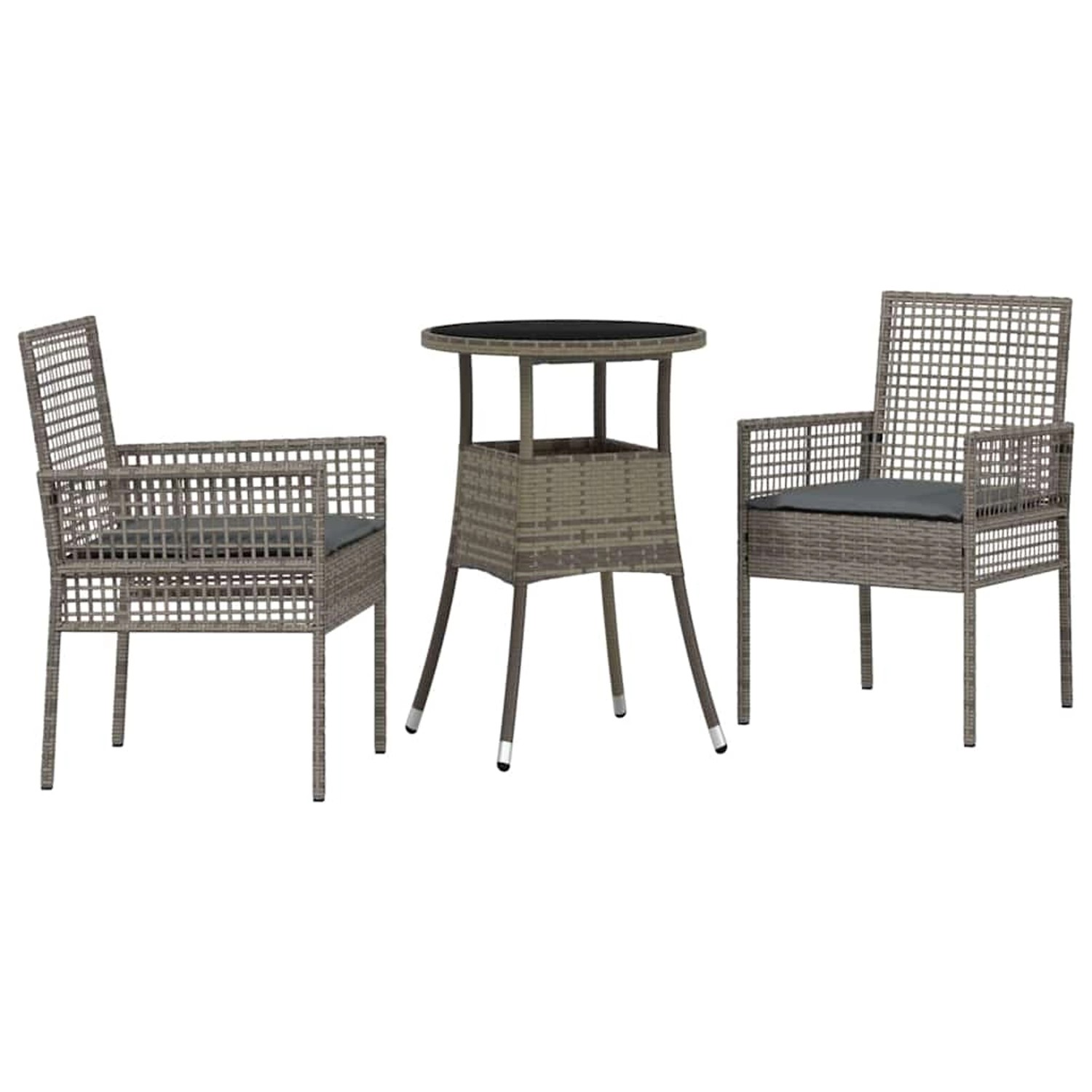 vidaXL Garten Essgruppe 3-Tlg Grau Poly Rattan 3334945 günstig online kaufen