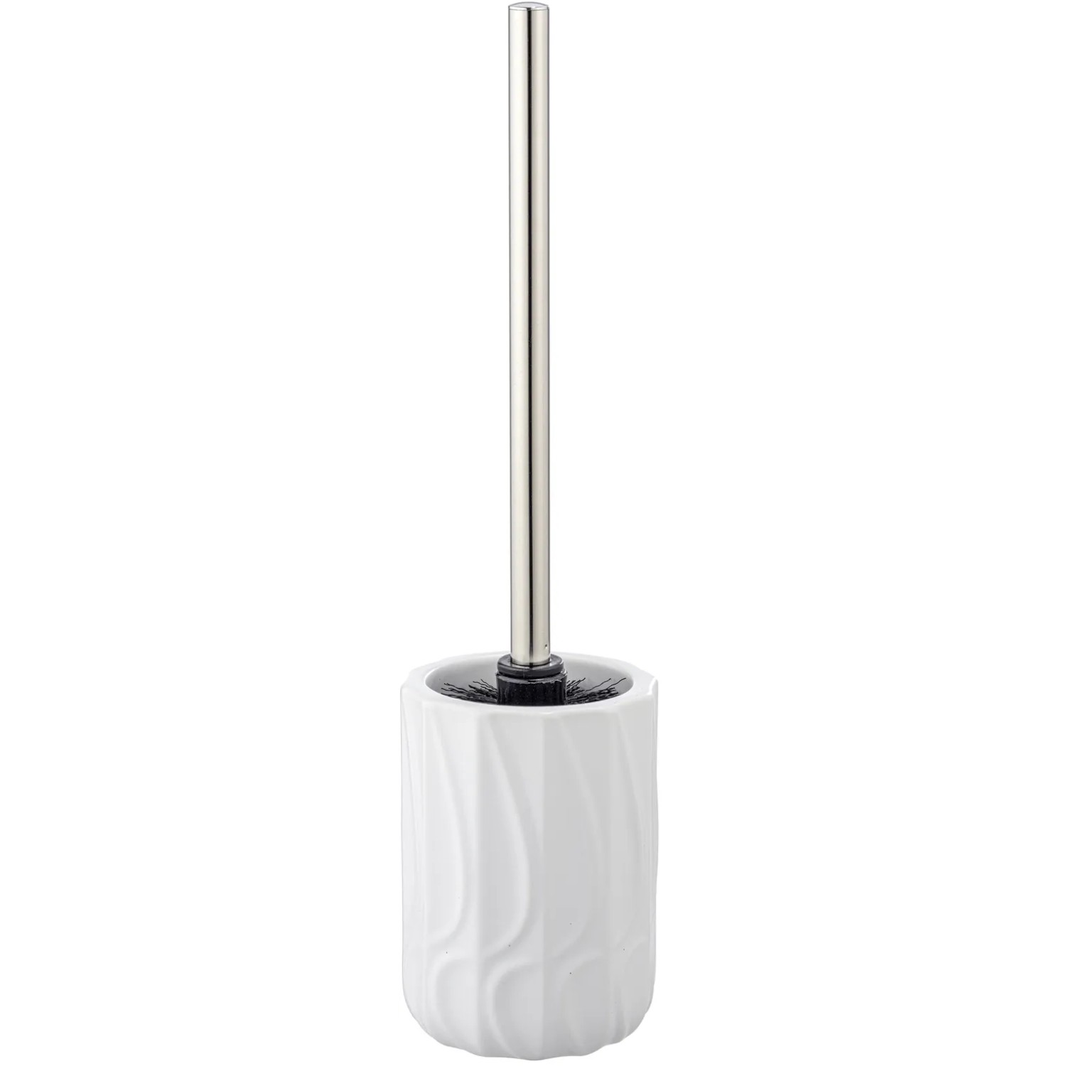 WC-Garnitur – Weiß, Kunststoffbehälter Eckig, 40 Cm Hoch, Mit Bürste