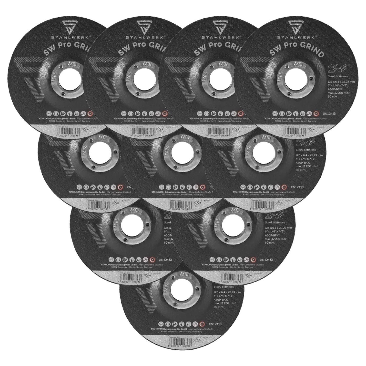 STAHLWERK Schruppscheibe Schleifscheibe SW Pro Grind 125 MM 10er Set