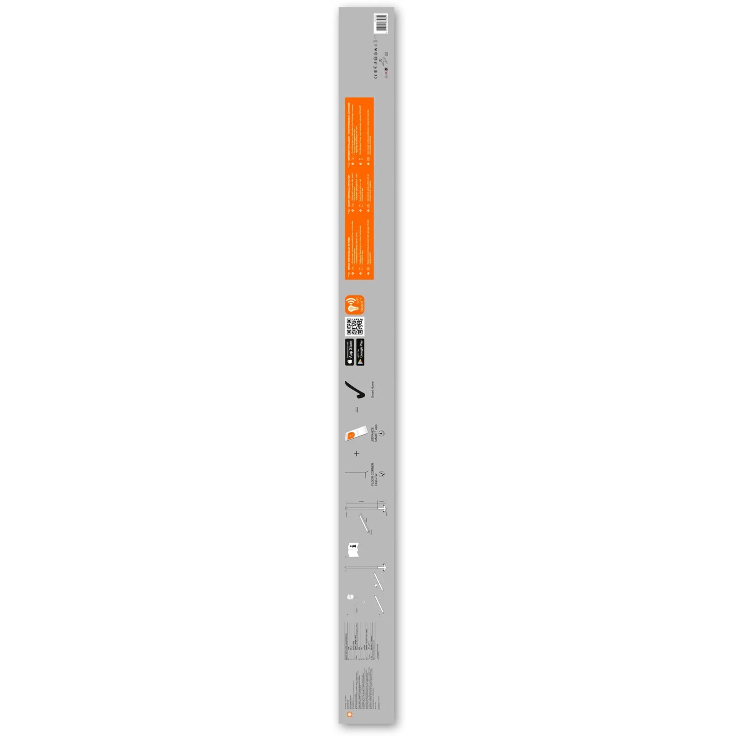 Verpackung der Ledvance Smart+ WiFi Stehlampe Boden Ecke Schwarz, 142 cm. Smarte Leuchte für indirekte Beleuchtung.