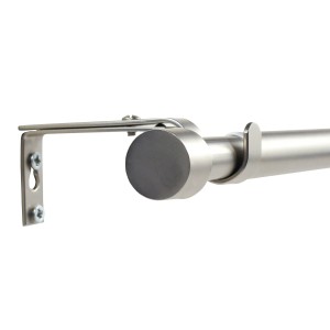 Deco-Raum Gardinenstangen Set Ausziehbar 1-Lauf Kappe Flexa Ø 16/19 mm 70-120cm Edelstahl-optik