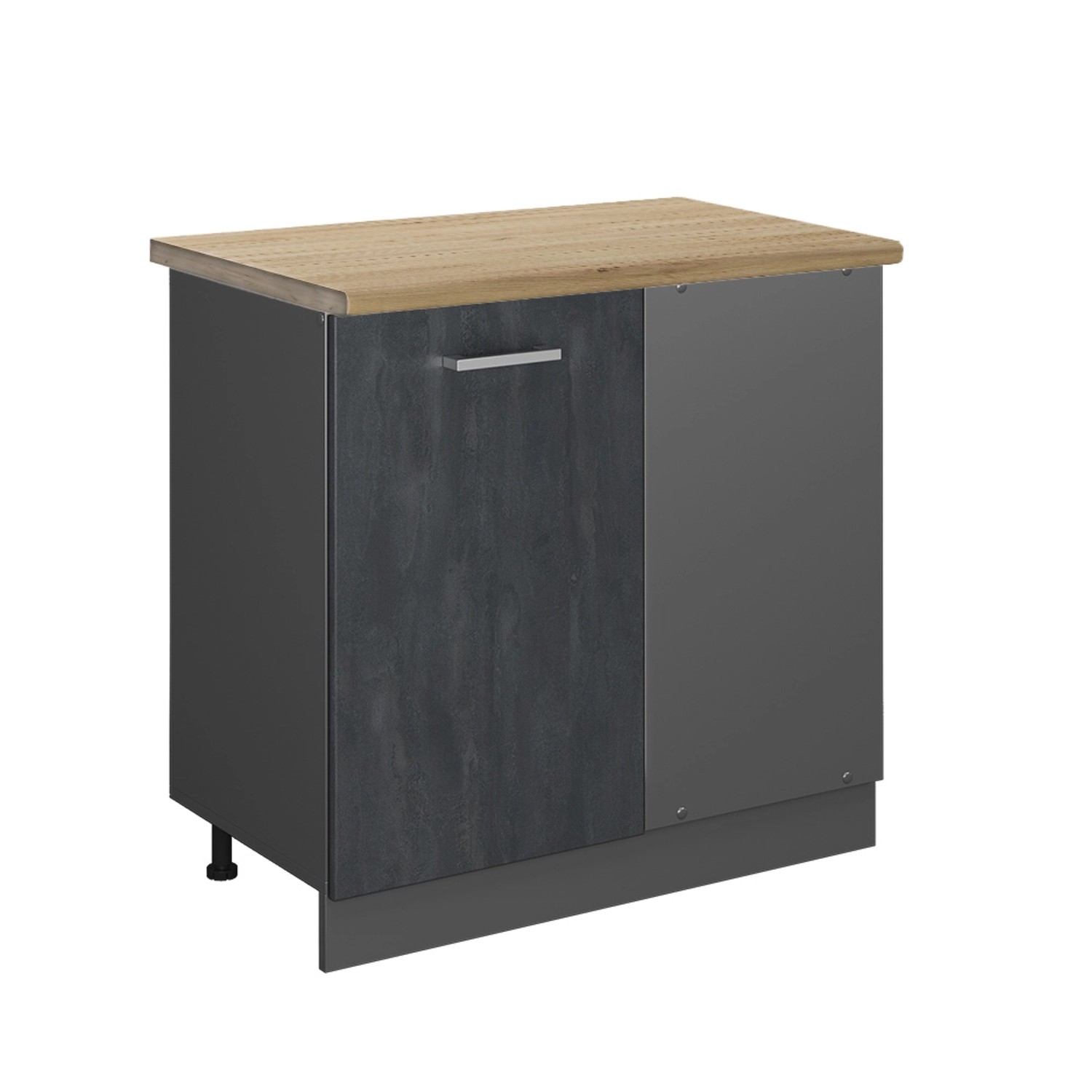 Vicco Eckunterschrank R-Line Küchen Eckschrank Schwarz Beton/Anthrazit 86 c günstig online kaufen