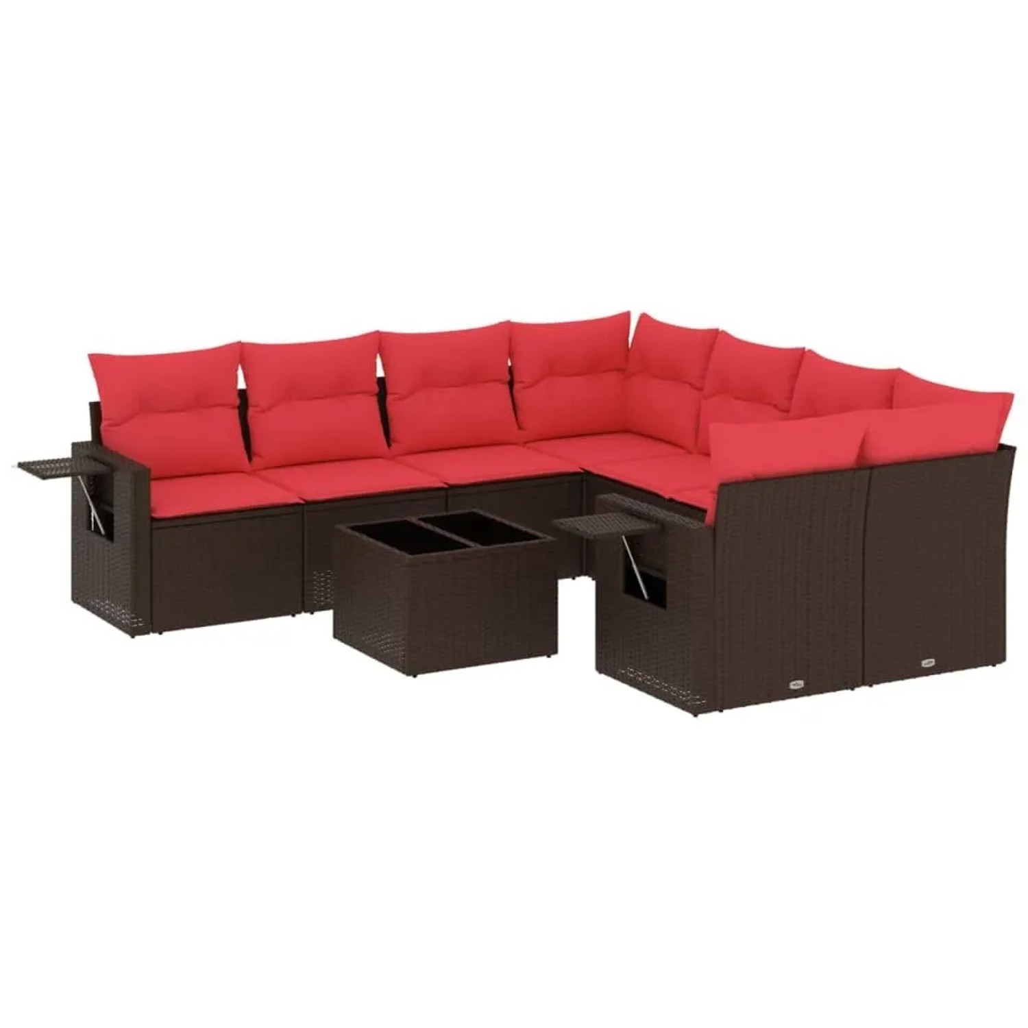 vidaXL 9-Tlg Gartensofa-Set mit Kissen Braun Polyrattan 3219963 günstig online kaufen