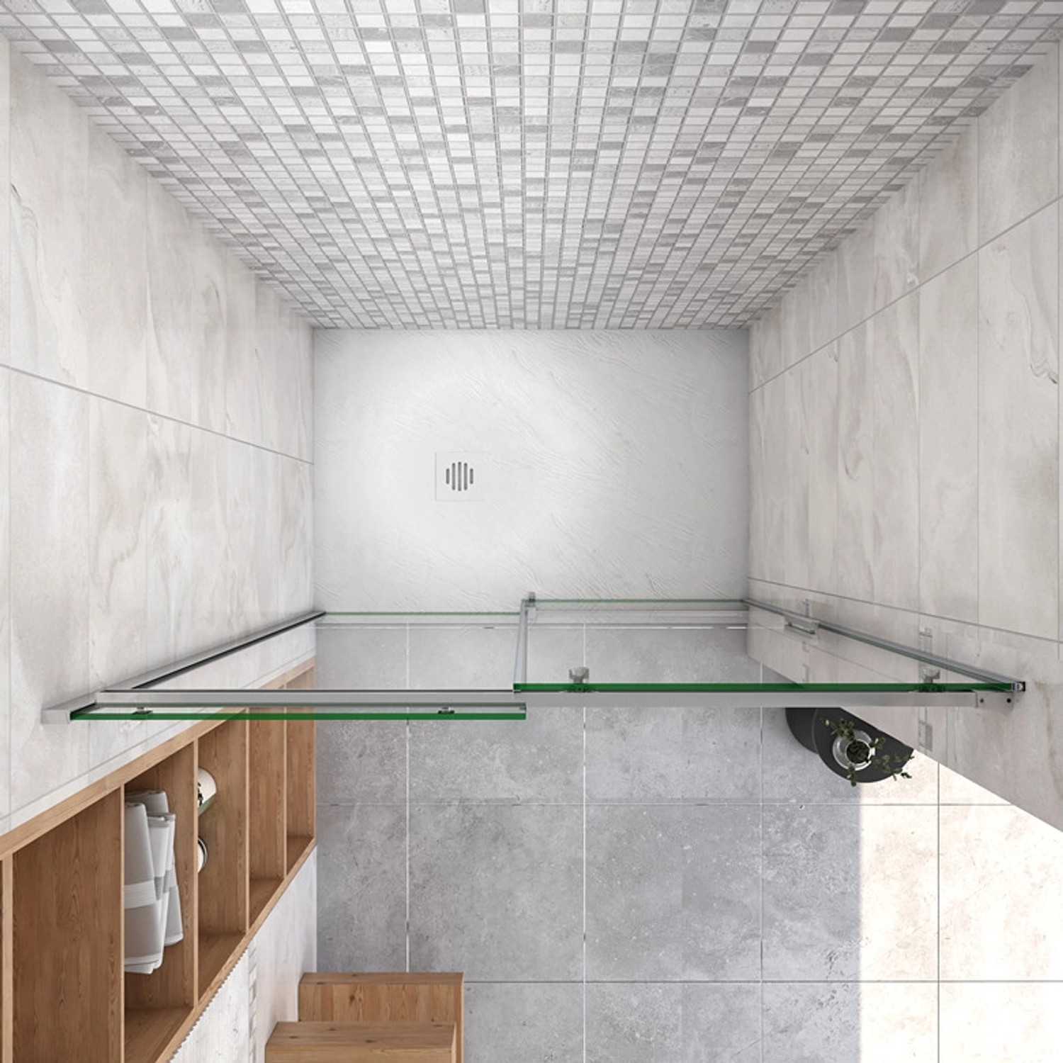 Duschparadies Nischentür Duschtür 100x195cm Schiebetür 6mm Sicherheitsglas Dusche Duschabtrennung Hochglanz Verchromt_5