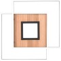 Moderne Trio LED Deckenleuchte Via in Holzoptik mit schwarzem Rahmen.