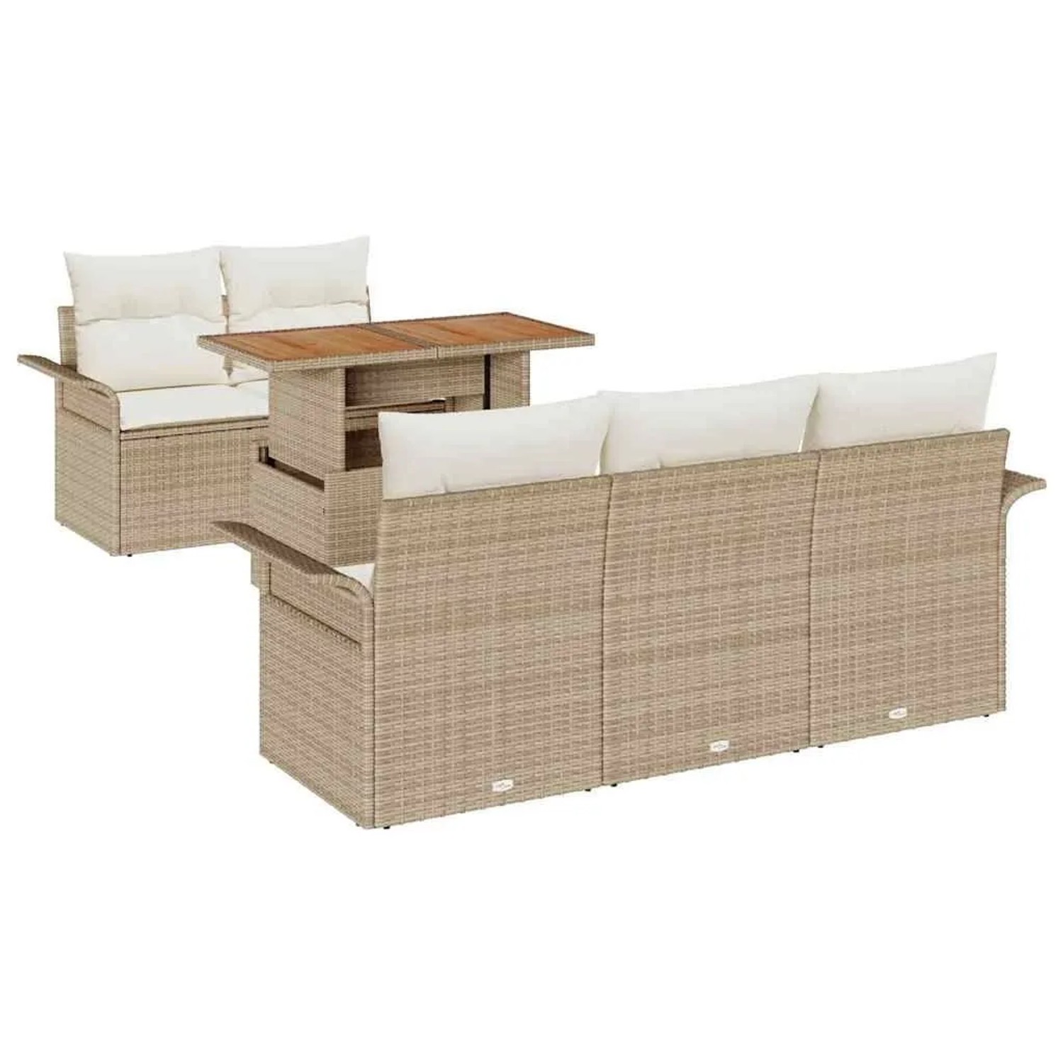 vidaXL Gartensofa-Set mit Kissen 6 Stk Beige und Creme Poly-Rattan 3349273