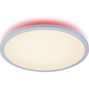 Weiße LED Deckenleuchte Barozzi, Ø 40 cm, mit RGB-Farbwechselfunktion für stimmungsvolles Licht.