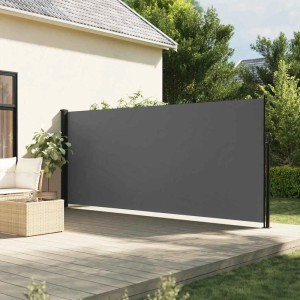 Ausziehbare, anthrazitfarbene furnicato Seitenmarkise 180x300 cm für Terrasse und Balkon.