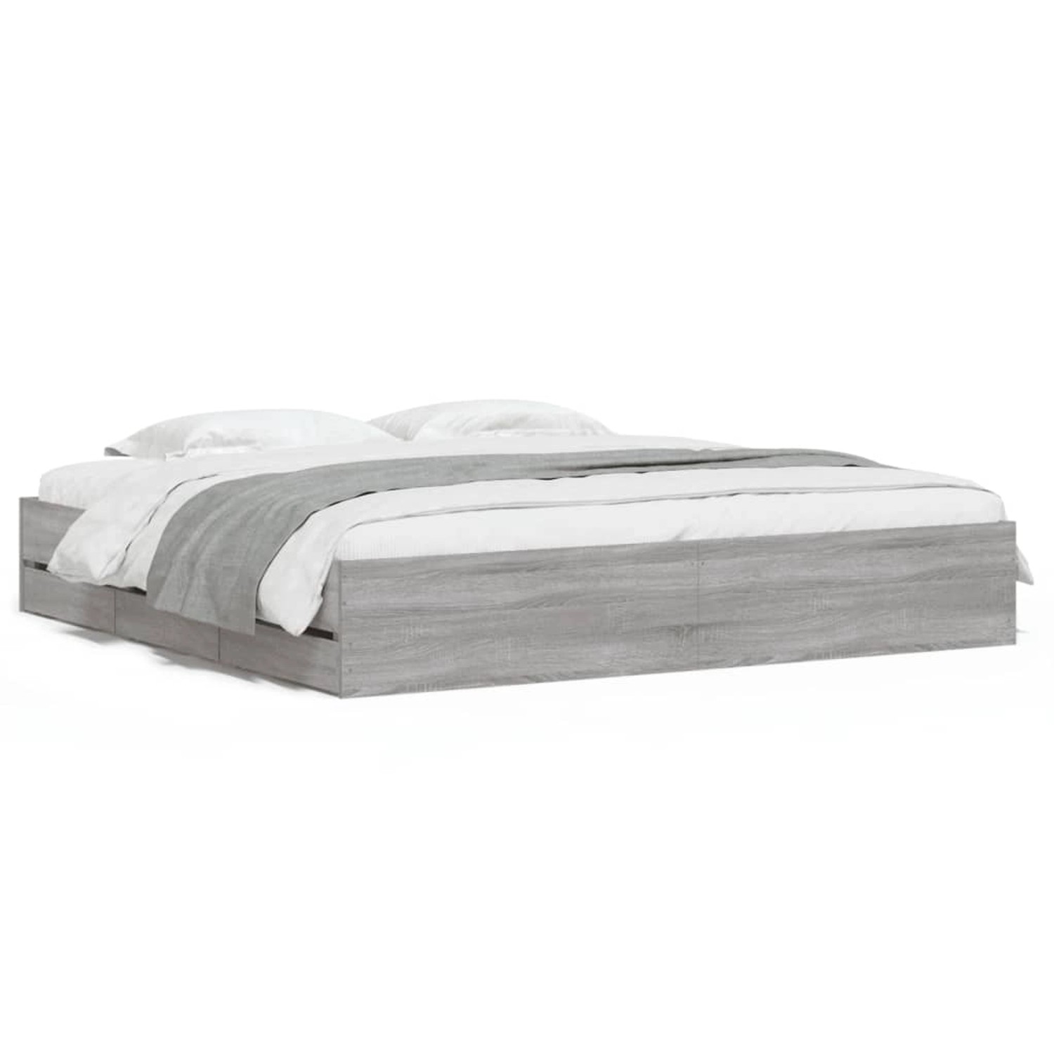 vidaXL Bettgestell mit Schubladen Grau Sonoma 200x200cm Holzwerkstoff 32072 günstig online kaufen