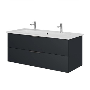 Steinkamp Einzelwaschtisch mit Villeroy & Boch Venticello Waschtisch, schwarz matt, 120 cm.