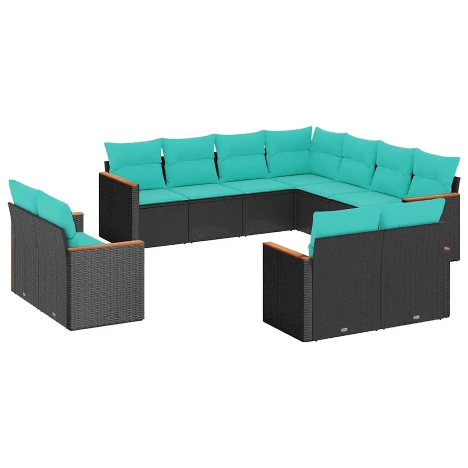 vidaXL 11-Tlg Gartensofa-Set mit Kissen Schwarz Polyrattan 3226498 günstig online kaufen