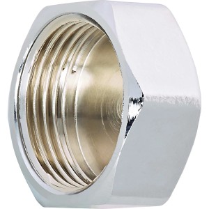 Verchromte Messing Gewinde-Kappe 24,1 mm (Rp 3/4) für Gewindefittings.